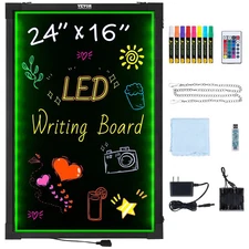 LED Message Writing Board, 24"x16" Illuminated Erasable Lighted Chalkboard, Neon