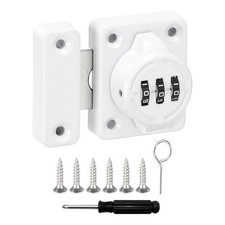 Cabinet Door Latch Metal Keyless Drawer Lock, White