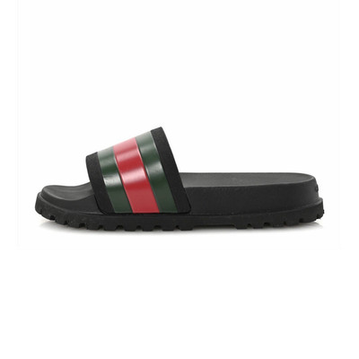 Gucci Men's Slide Sandals Black Green Red Striped US Size 8.5