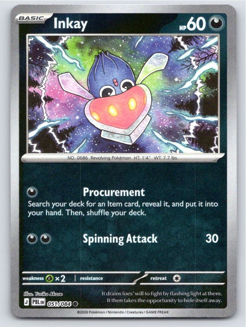 2026 POKEMON INKAY PITCH BLACK 051/084 REVERSE HOLO C NM A86400 FREE S&H