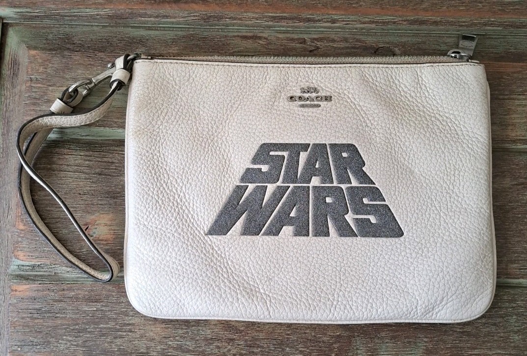 Coach x Star Wars Glitter Gallery Wristlet Pouch Purse Pebble
