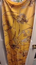 Women's Premium Yellow Scarf With Chain  Belt Pattern/Silk 63"X16