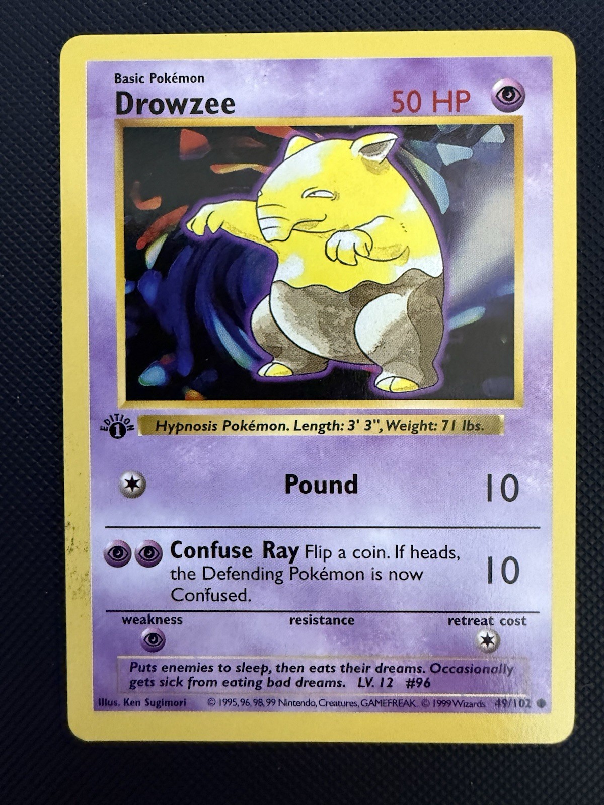 1999 Pokemon First Edition Drowzee Base Set 49/102 -LP WOTC