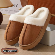 Women Ladies Warm Faux Fur Slippers Slip on indoor outdoor winter House Shoes