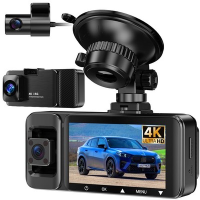 4k Dash Cam Front and Rear Inside, 3 Channel Dash Camera for Cars, APP Contro...