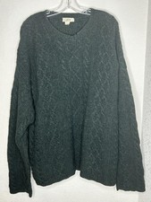 J.Crew Oarsman Sweater Mens XL Green Wool Cable Knit Chunky Crewneck Vintage