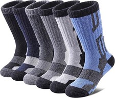 Kids Merino Wool Hiking Socks 6 Pairs Winter Warm Thick Thermal Boot Socks