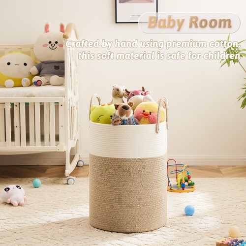 Laundry Basket,Woven Cotton Rope Laundry Hamper,40L for Decorative Storage of... - Picture 3 of 6