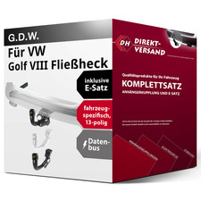 Für Golf 8 FH Typ CD1/DA1 (G.D.W.) Anhängerkupplung abnehmbar + E-Satz 13pol neu