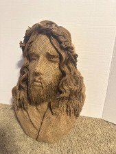 SCOTT WARDEN “CHRIST WITH CROWN OF THORNS” HANDMADE BURLAP SCULPTURE 3D WALL ART
