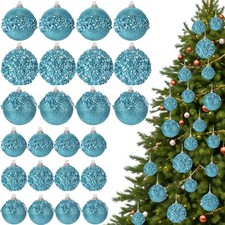 24 Pcs Glitter Christmas Ball Ornaments Set Christmas Tree Ornaments Hanging ...