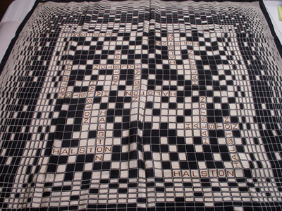 HALSTON LIFESTYLE ''SCRABBLE'' BLACK & WHITE SILK SCARF