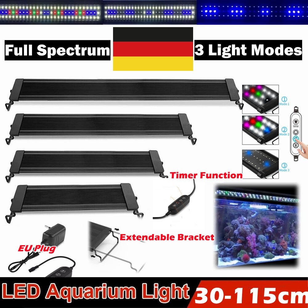 Acquario LED RGB 30-115 cm con timer lampada pesci d'acqua dolce spettro completo luce DHL foto 3