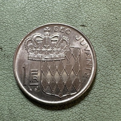 MONACO Prince RAINIER III 1982 1 FRANC Crown and Coat of Arms, Nickel BU