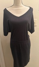 Evan Picone Charcoal Sweater Dress Small Dolman Sleeve Cotton Angora Knit