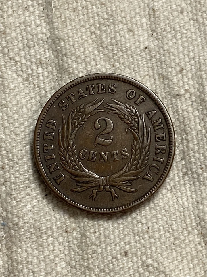 1868 US Two Cent Piece 2 Cent XF/AU Nice High Grade Type Coin Popular - No Res - Image 2 of 4