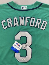 SEATTLE MARINERS- JP CRAWFORD AUTOGRAPH #3 AQUA NIKE JERSEY PSA AQ14094