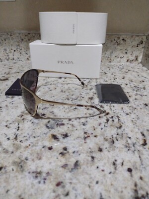Prada woman sunglasses spr 72v gold frame brown lenses | eBay display picture 2