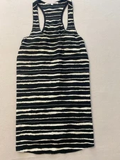 Collective Concepts Tank Top Womens Small Black White Striped Racerback Strap