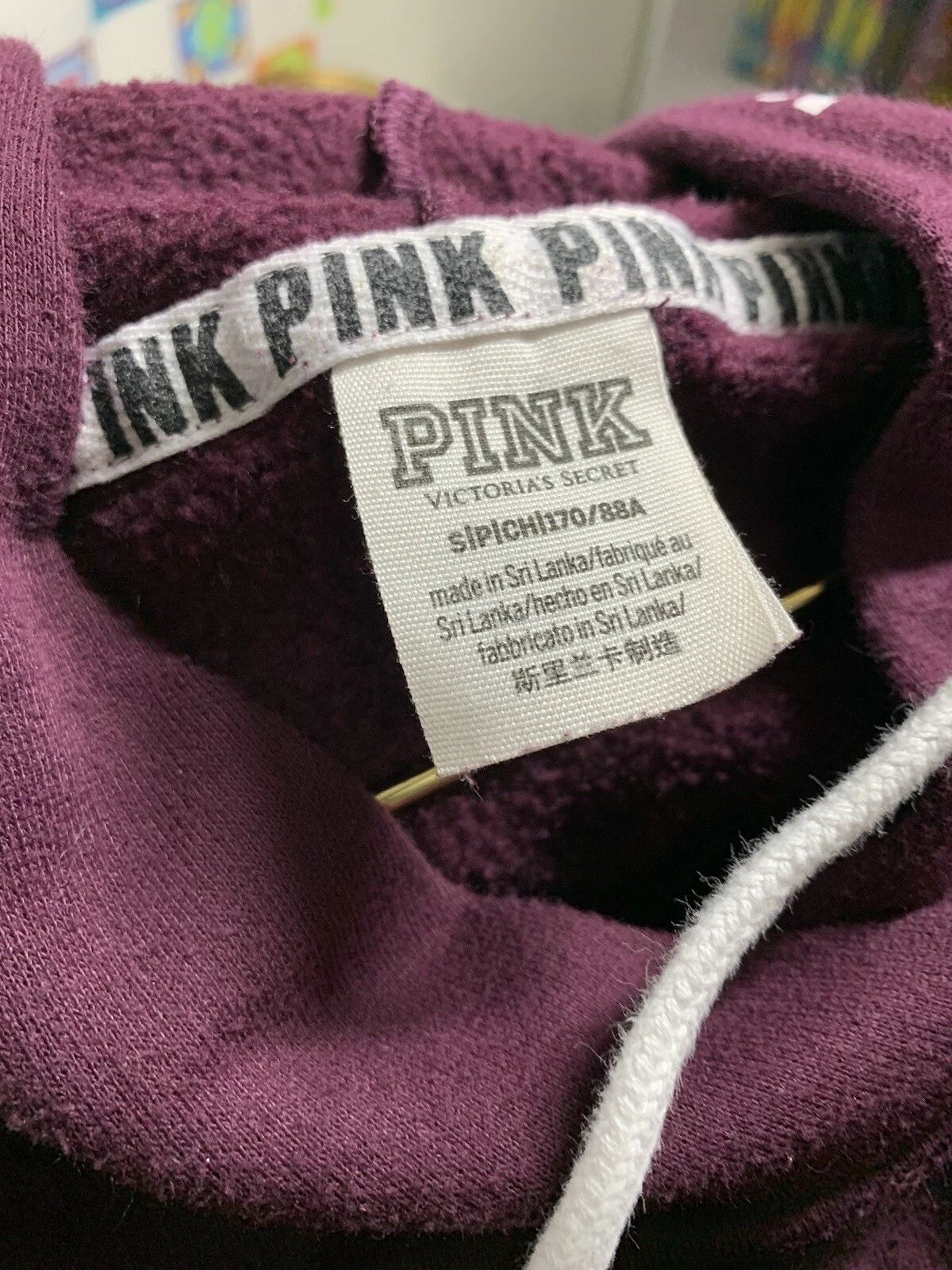 UNDERCOVER Victorias Secret rosa felpa con cappuccio donna piccola viola pullover tasche