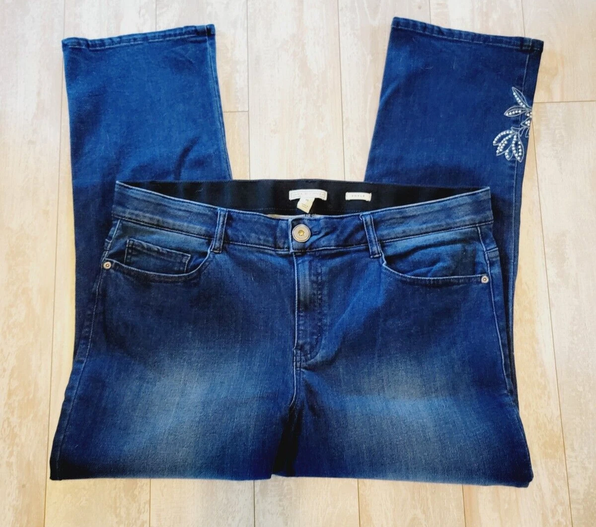 Jean Femme Dana Buchman Taille 12 Droit Stretch Clouté - Lavage Foncé, Jambe 32 Pouces