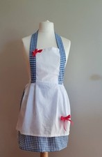 Wizard of oz Dorthy Fancy Dress Full Apron Blue Gingham/ White Cotton s/m/l/xl