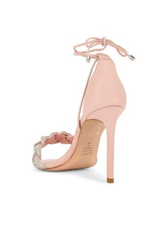 Schutz Revolve Alissa Heel Crystal Sweet Rose Tie Ankle Leather Wedding 8.5 NWOB - Picture 2 of 11