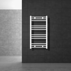 Radiateur sèche-serviette forme courbé acier blanc connexion latérale 50x80 cm