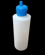 4 oz (120 ml) HDPE Plastic Bottles w/Blue Polytop Disp Caps (6-12-25-50 count)
