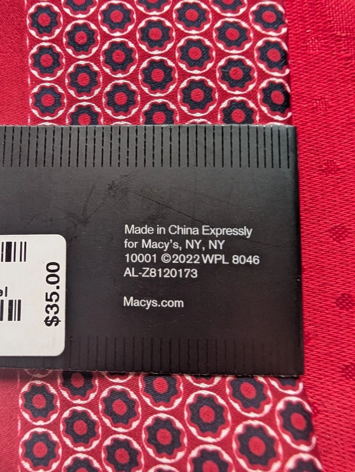 Alfani Mens Solid Medallion Pocket Square-Red- NWT - Image 3 of 3