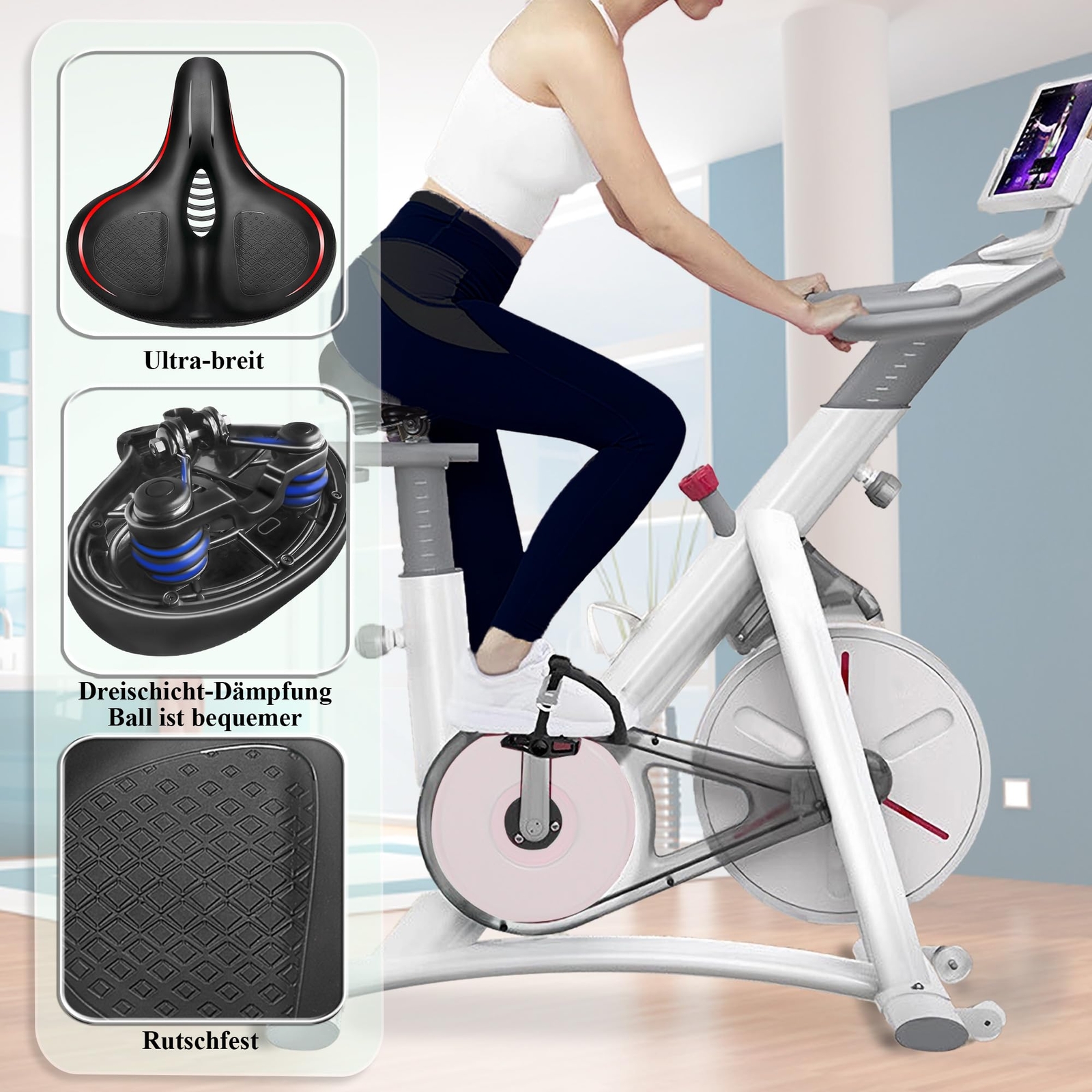 Übergroßer Fahrradsitz YODOTE - Extra Breit & Bequem Für Heimtrainer