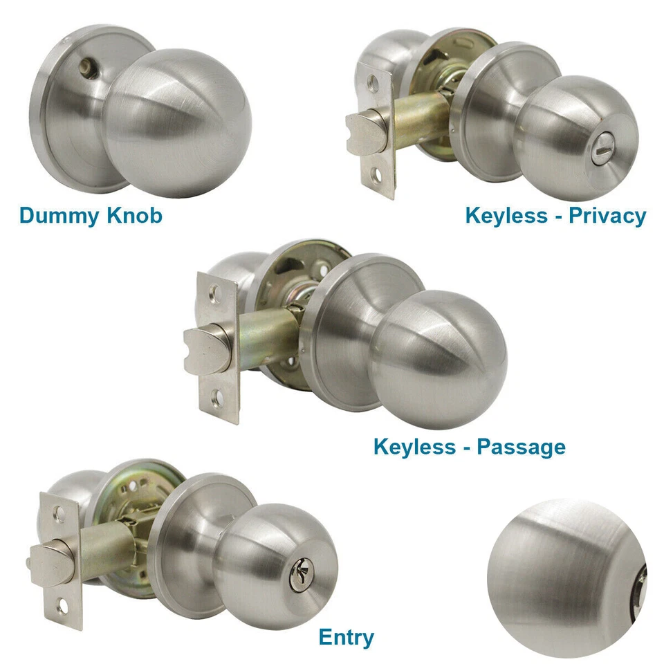 HOMEHARDWAREPRO Satin Nickel Door Knob Handle Interior Keyed Entry Privacy Passage Dummy Lockset