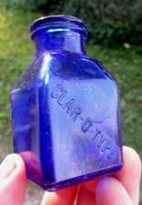 NICE COBALT BLUE SQUARE CLAR-O-TYPE SCHOOL HOUSE INK BOTTLE 1910'S ERA DUG L@@K