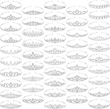 48 Pieces Crystal Tiara Crowns Set Princess Party Tiaras Bulk Silver Rhinesto...