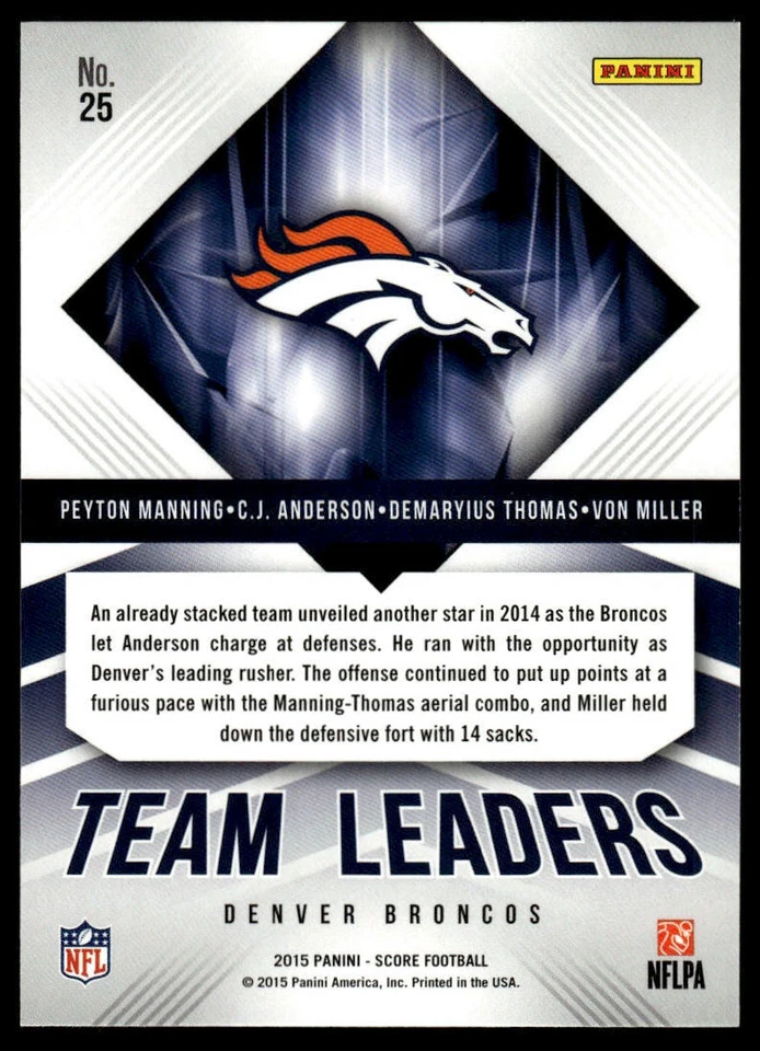 2015 Score #25 Peyton Manning / Von Miller Team Leaders - Image 2 of 2