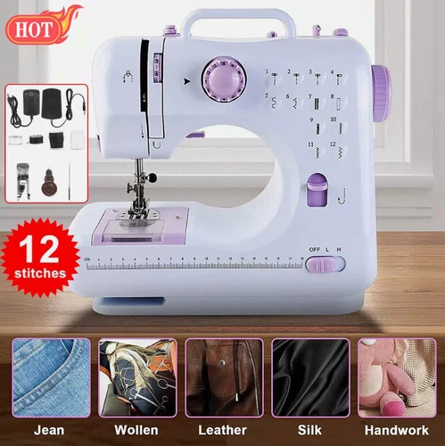 Electric Sewing Machine Portable Mini 12 Stitches Pedal Household for Beginner - Picture 2 of 15