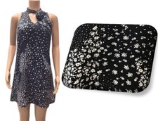 EUC Decree Black Floral Tie Neck Sleeveless Mini Dress Size Small