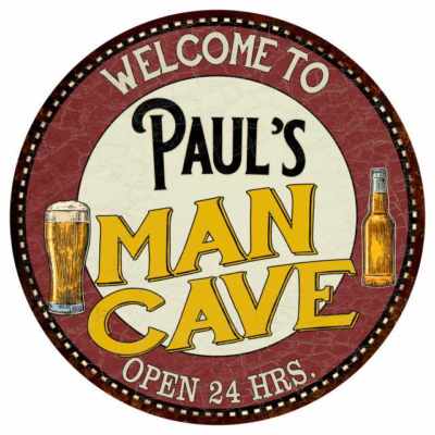 Paul's Man Cave Round Metal Sign Kitchen Bar Wall Décor 100140035102