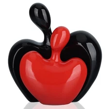 DOVDOV Ceramic Love Statue, Male and Female Couple embracing Sculpture, Black...