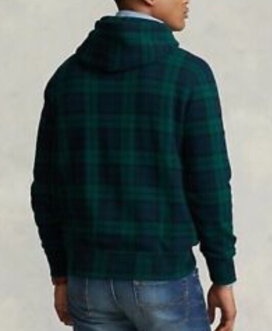 POLO RALPH LAUREN Tartan Plaid Triple Pony Fleece Popover Felpa con Cappuccio Tg XXL