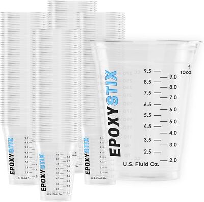 [100 Pack] NEW SIZE 12oz Graduated Mixing Cups - Durable PET, Clear Measureme...