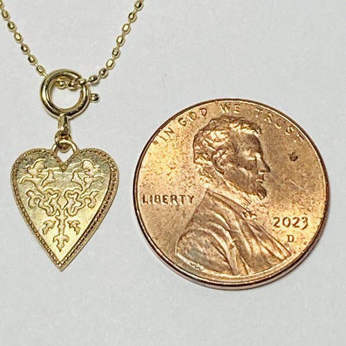 Agete Japón 10K Oro Amarillo Corazón Colgante 16.75" Cuentas Cadena Collar 2.1g - Imagen 7 de 11