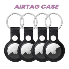 4 Pack Premium Leather AirTag Keychain Holder for Apple AirTag –Protective Cover