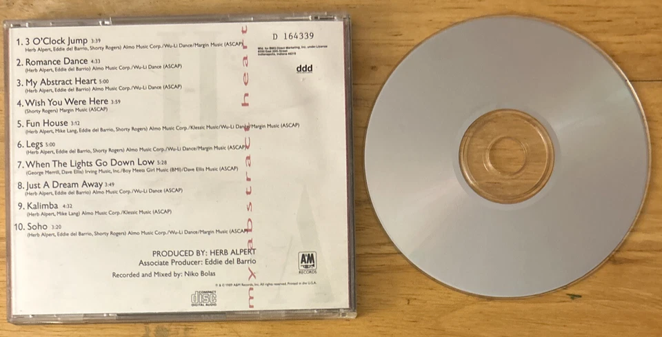 Herb Alpert My Abstract Heart CD (A&M Records 1989 Used) - Imagem 2 de 4