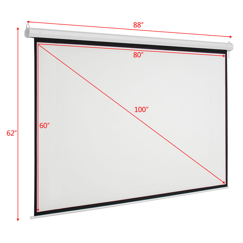 100" Motorized Projector Screen, 4:3 Aspect Ratio, Remote Control