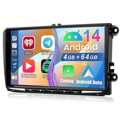 DAB+ Android 14 4+64GB CarPlay Autoradio Für VW Golf 5 6 Passat Polo Touran SWC