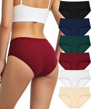 Women's Cotton Underwear Full Coverage Soft Briefs Stretch Medium 6 Color Packs