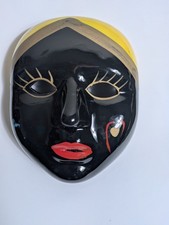 Lot Of 3 Ceramic Porcelain Mardi Gras Masquerade  Carnival Masks Wall Decor