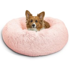 Best Friends by Sheri Calming Donut Dog  Cat Bed, Shag Faux Fur, Cot, Pink