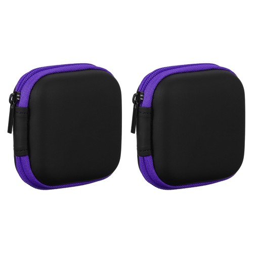 2Pcs, 2.95x2.95x1.38inch Portable Earphone Case Purple - Picture 1 of 7